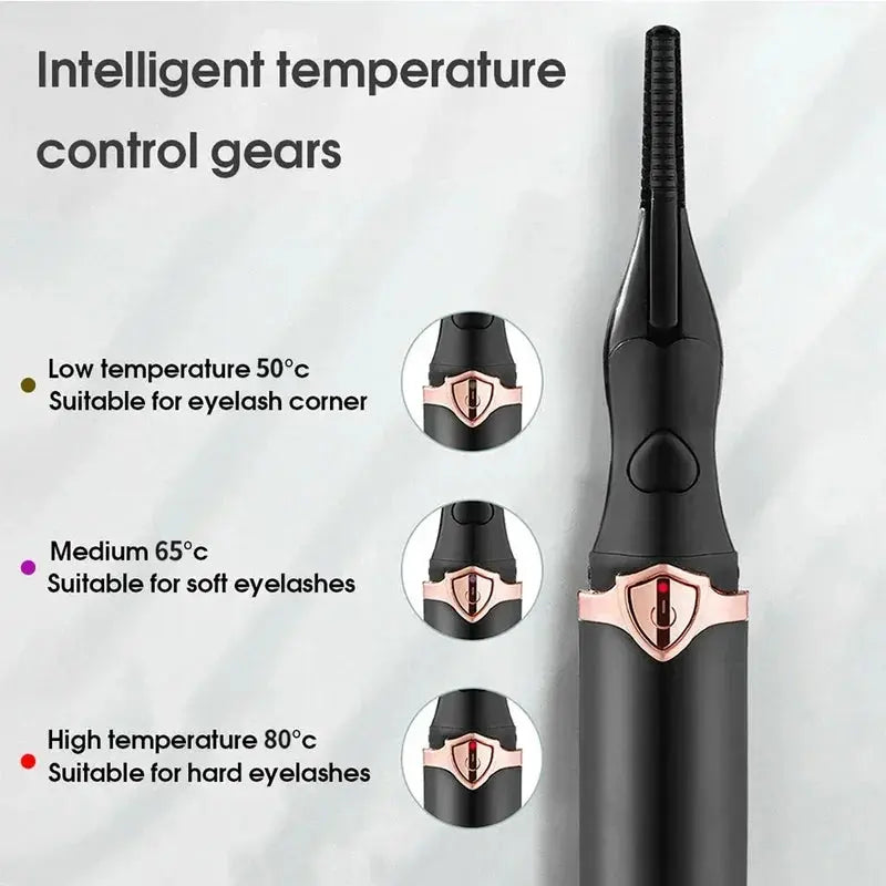 2-In-1 Portable Heated Eyelash Curler, Long-Lasting Curling Comb Clip, USB Power Supply, 3-Speed Temperature Mode, Beauty Tool