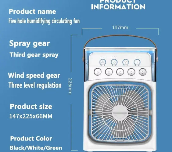 3 in 1 Fan Air Conditioner Household Small Air Cooler LED Night Light Portable Humidifier Air Adjustment Fan Office Home Fan New