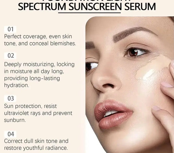 4-In-1 Foundation Liquid Makeup 4 in 1 Foundation Light Spectrum Sunscreen Serum Liquid Hydrating Full Coverage Concealer SPF 50