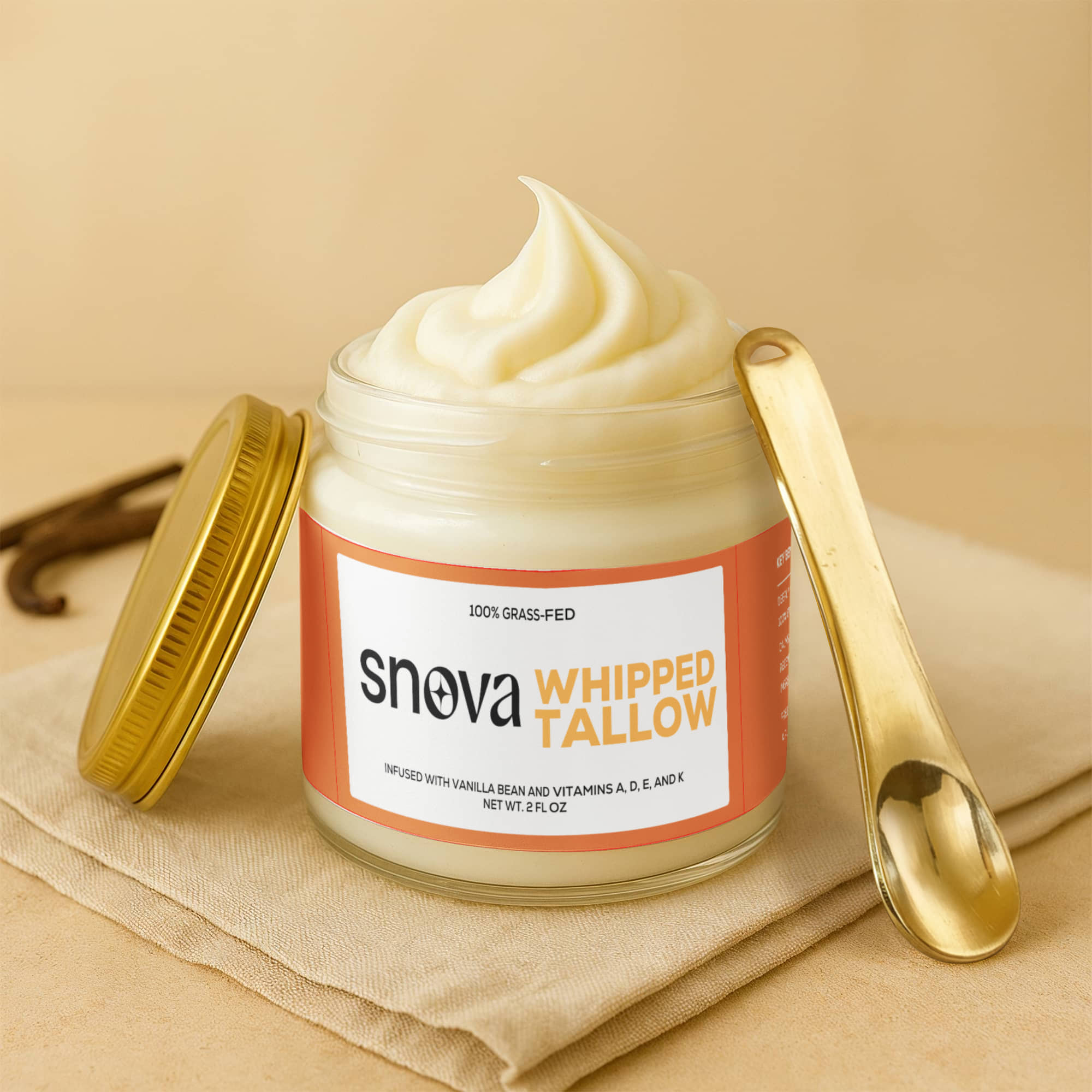 Whipped Grass-Fed Tallow Balm with Vanilla Bean