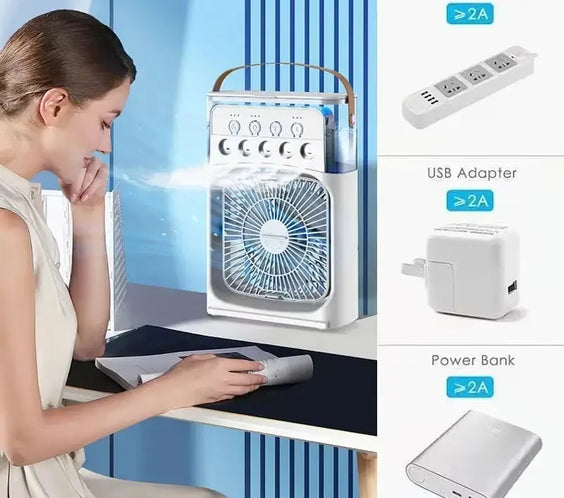 3 in 1 Fan Air Conditioner Household Small Air Cooler LED Night Light Portable Humidifier Air Adjustment Fan Office Home Fan New