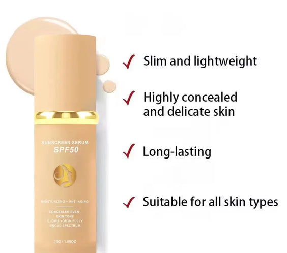 4-In-1 Foundation Liquid Makeup 4 in 1 Foundation Light Spectrum Sunscreen Serum Liquid Hydrating Full Coverage Concealer SPF 50